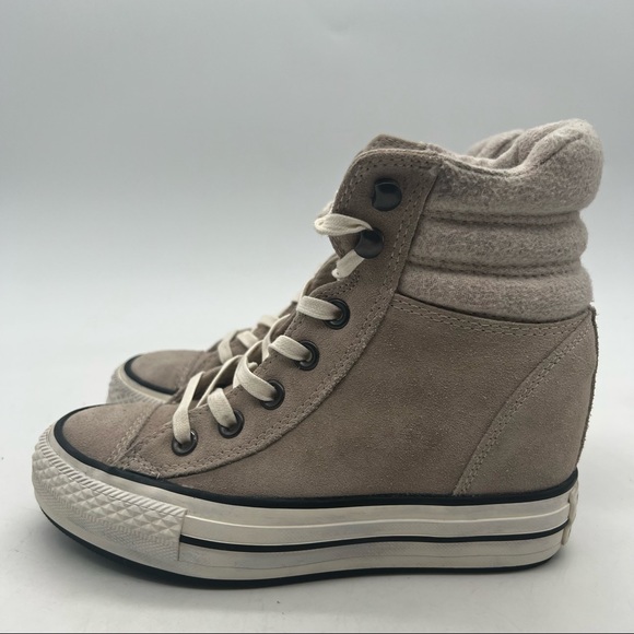 Converse Women’s Size 5.5 Chuck Taylor Beige All*Star Platform Wedge 544848C. - Picture 7 of 9